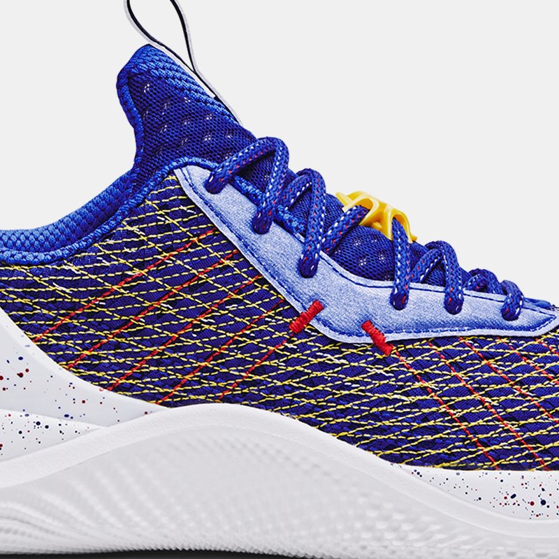 Under Armour Unisex Curry Flow 10 'Curry-fornia' Basketball Shoes Royal / Taxi / White 12