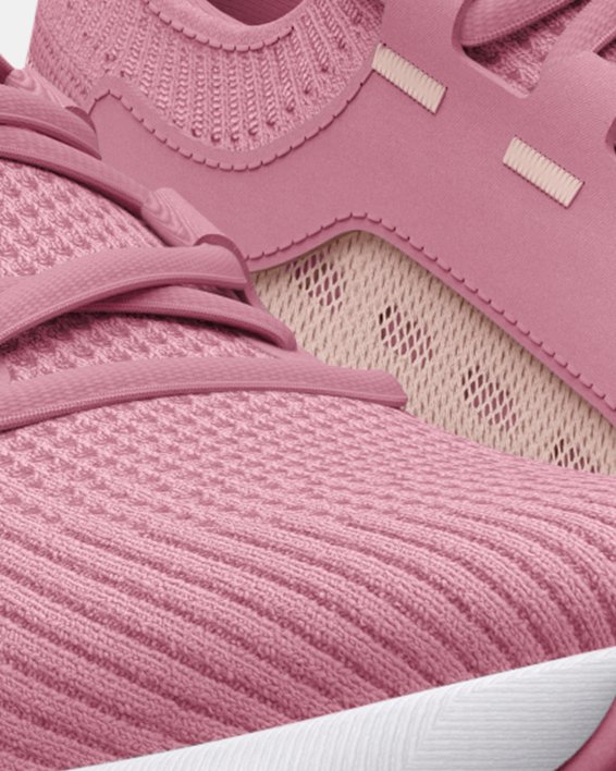 Grade School UA HOVR™ Phantom 3 SE Running Shoes in Pink image number 3