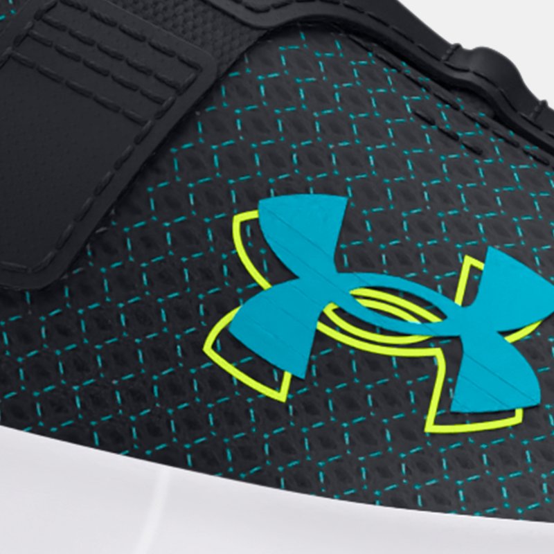 Boys' Infant  Under Armour  Surge 4 AC Running Shoes Black / High Vis Yellow / Circuit Teal 9.5