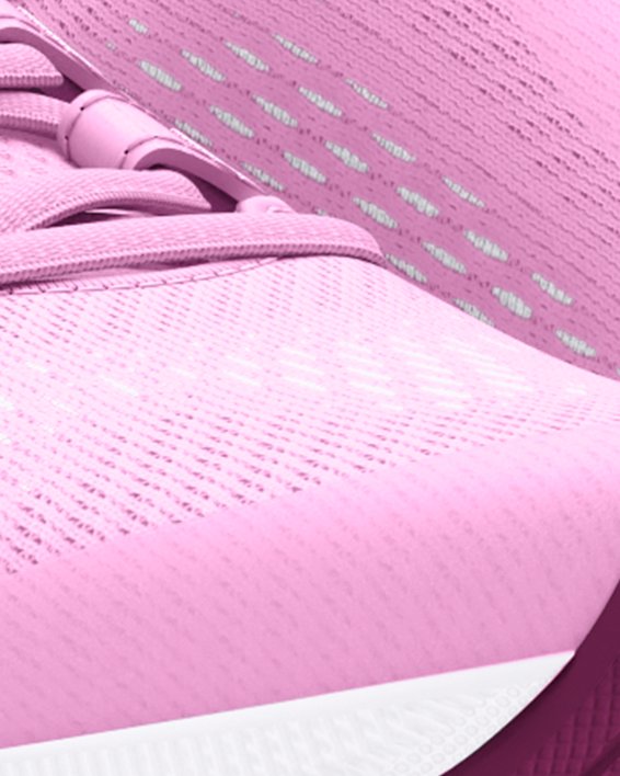 Girls' Grade School UA Rogue 4 Running Shoes, Pink, pdpMainDesktop image number 3
