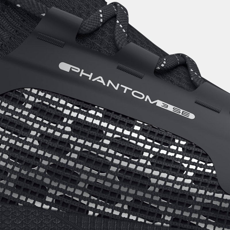 Unisex  Under Armour  HOVR™ Phantom 3 SE Reflect Running Shoes Black / Black / Metallic Silver 7.5
