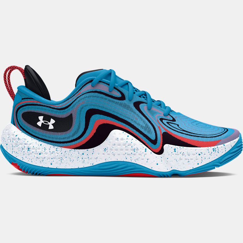 Image of Under Armour Unisex Under Armour Spawn 6 Basketball Shoes Capri / Red Solstice / White 8