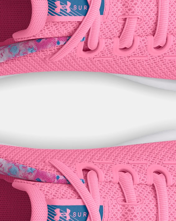 Girls' Grade School UA Surge 4 Printed Running Shoes, Pink, pdpMainDesktop image number 2