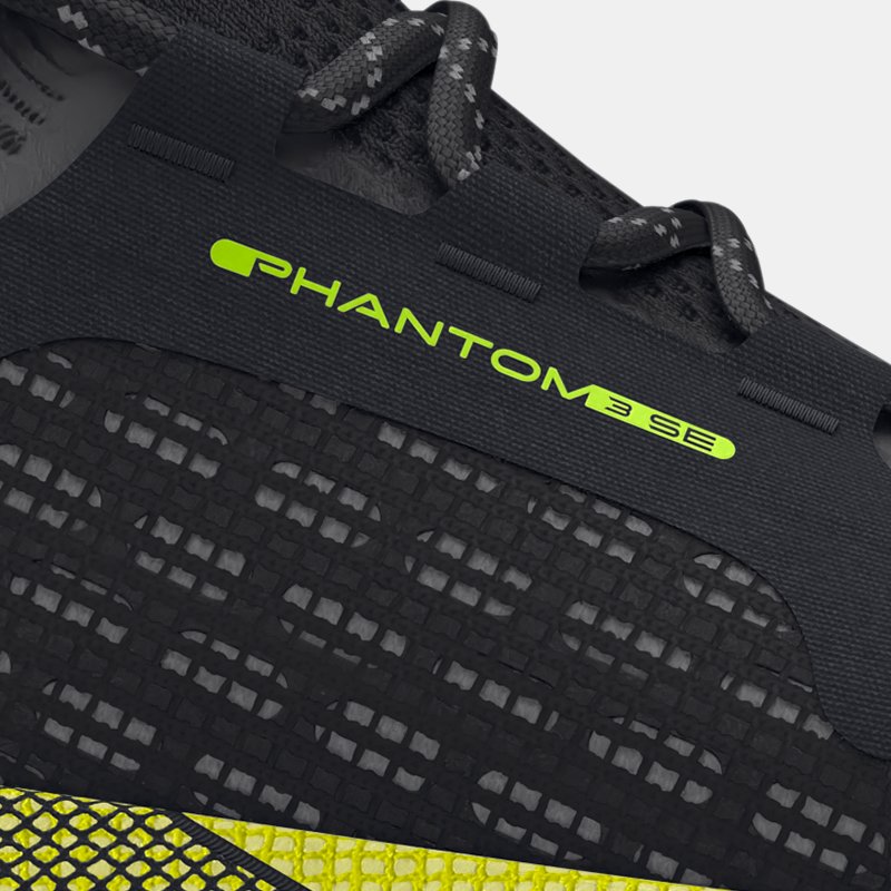 Unisex Under Armour Phantom 3 SE Running Shoes Black / Titan Gray / High Vis Yellow 36