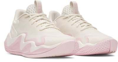 Женские кроссовки Under Armour UA Ace Low 2 Volleyball, цвет: Серо-бежевый / Розовый — фото 3