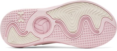 Женские кроссовки Under Armour UA Ace Low 2 Volleyball, цвет: Серо-бежевый / Розовый — фото 4