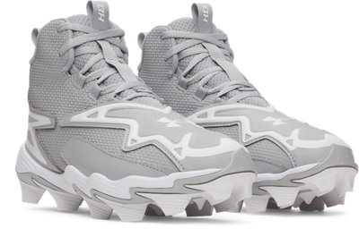 Бутсы Under Armour UA Harper 11 RM Jr. Baseball для мальчиков, цвет: Серый / Белый — фото 3