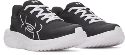 Кроссовки Under Armour UA Ascend Big Logo AL Pre-School Running Shoes для мальчиков, цвет: Чёрный / Белый — фото 3