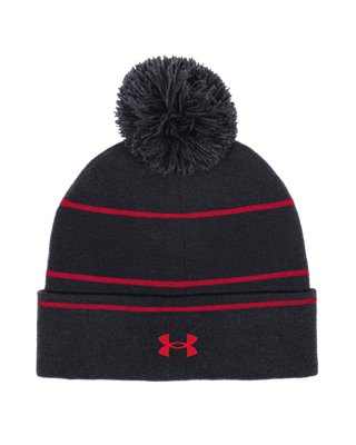 Детская шапка Under Armour UA Halftime Jacquard Collegiate Pom, цвет: Чёрный / Белый — фото 2