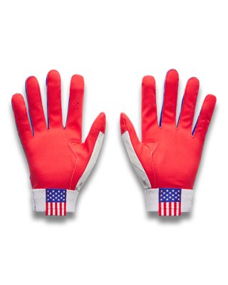 Перчатки Under Armour UA Clean Up USA Batting Gloves для мальчиков, цвет: Белый / Королевский синий — фото 2