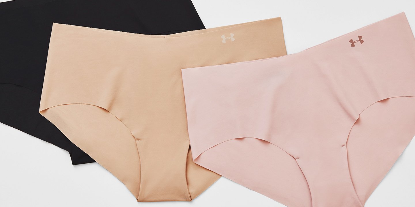 Under Armour, 3 Pack Hipster Print Briefs Womens, Pink