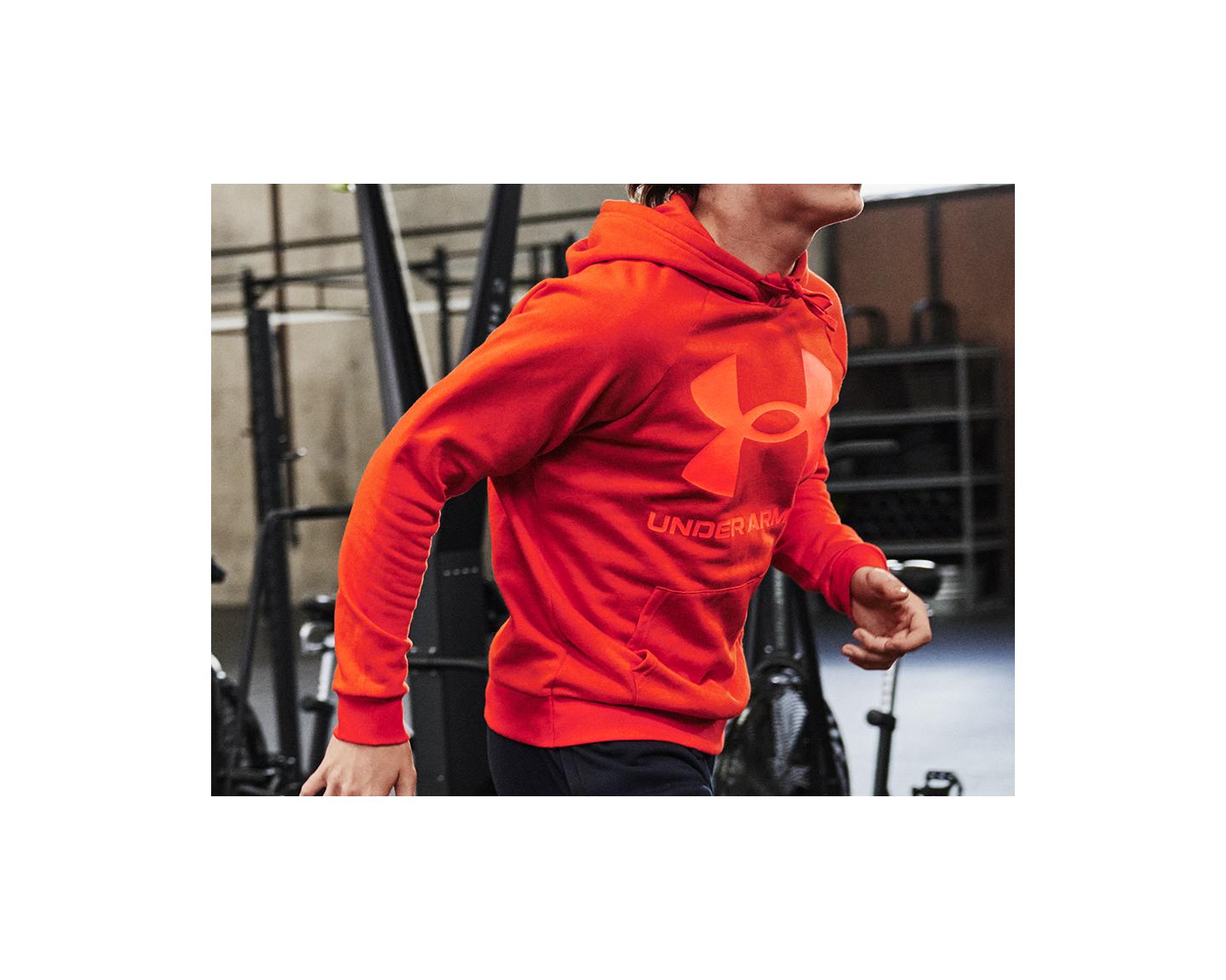 Sweat à capuche Under Armour Rival Fleece Logo Beige Orange Homme