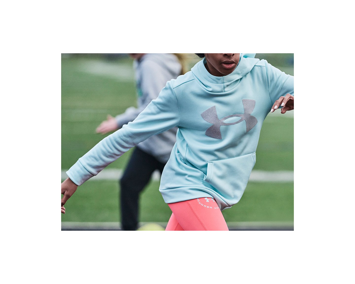 Girls Armour Fleece Iridescent Big Logo Hoodie Under Armour