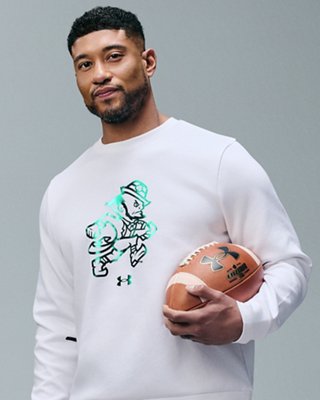 Мужской топ Under Armour UA Unstoppable Fleece Collegiate 'Irish Wear Green' Crew, цвет: Белый — фото 2