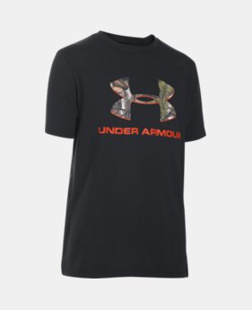 Boys' UA Camo Fill Big Logo Short Sleeve T-Shirt LIMITED TIME: FREE SHIPPING 1 Color Available $25.99