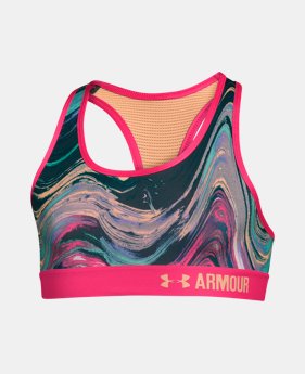 Girls’ UA HeatGear® Armour Printed Sports Bra 1 Color $29.99