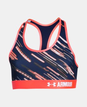 Girls’ UA HeatGear® Armour Printed Sports Bra 1 Color $17.99