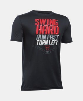 New Arrival Boys' UA Swing Run Turn T-Shirt 1 Color $22.99