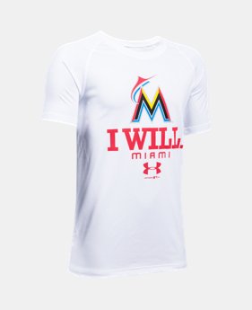 New Arrival Boys' Miami Marlins I Will UA Techâ„¢ T-Shirt 1 Color $24.99