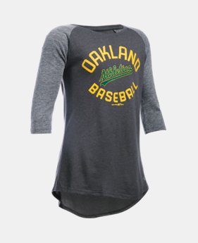 Girls' Oakland Athletics UA Tri-Blend ¾ Sleeve 1 Color Available $29.99