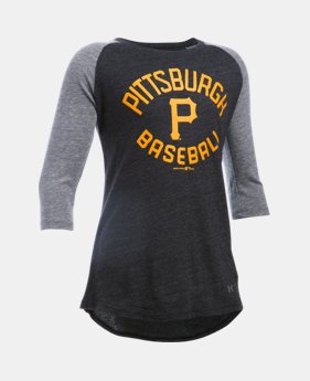 New Arrival Girls' Pittsburgh Pirates UA Tri-Blend ¾ Sleeve 1 Color Available $29.99