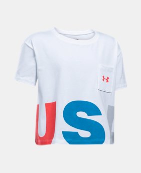 Girls' UA USA Crop Short Sleeve T-Shirt 1 Color $14.99