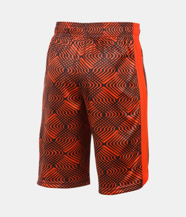 Boys' UA Eliminator Printed Shorts, Dark Orange,