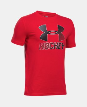 New Arrival Boys' UA Hockey Wordmark T-Shirt 1 Color $22.99
