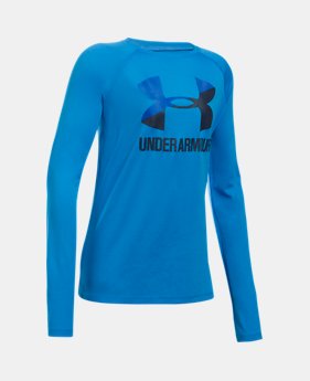 Girls' UA Big Logo Slash Long Sleeve 5 Colors Available $14.99 to $18.99