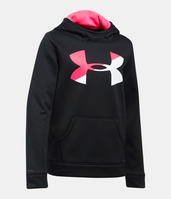 Girls' Armour Fleece® Big Logo Hoodie, Black ,