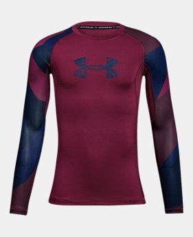 New Arrival Boys' HeatGear® Armour Printed Long Sleeve 2 Colors $34.99