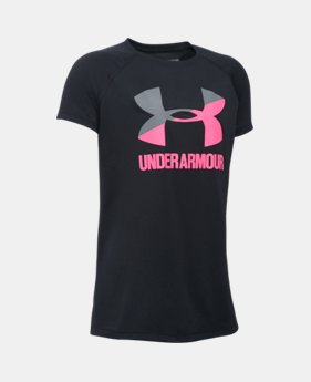 Best Seller Girls' UA Solid Big Logo Short Sleeve T-Shirt 1 Color $14.99