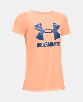 Best Seller Girls' UA Solid Big Logo Short Sleeve T-Shirt 1 Color $14.99