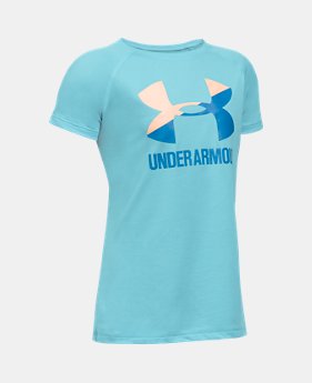 Best Seller Girls' UA Solid Big Logo Short Sleeve T-Shirt 7 Colors $14.99