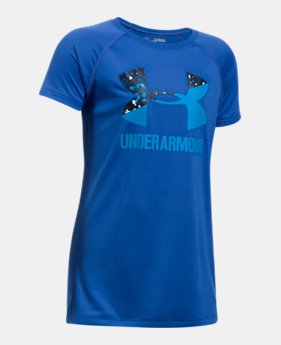 Best Seller Girls' UA Solid Big Logo Short Sleeve T-Shirt 2 Colors $14.99