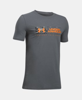 Boys' UA Knockout Bar Wordmark T-Shirt 1 Color $11.24