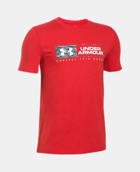 Boys' UA Knockout Bar Wordmark T-Shirt 1 Color $22.99