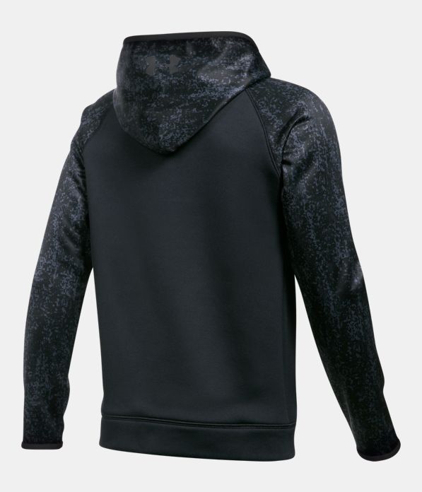 Boys' UA Storm Armour Fleece Big Logo Printed Hoodie, Black ,