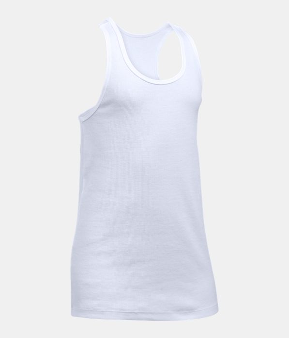 Girls' UA Knit Tank, White,
