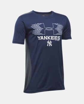Boys' New York Yankees UA Techâ„¢ Blocked T-Shirt 1 Color $26.99