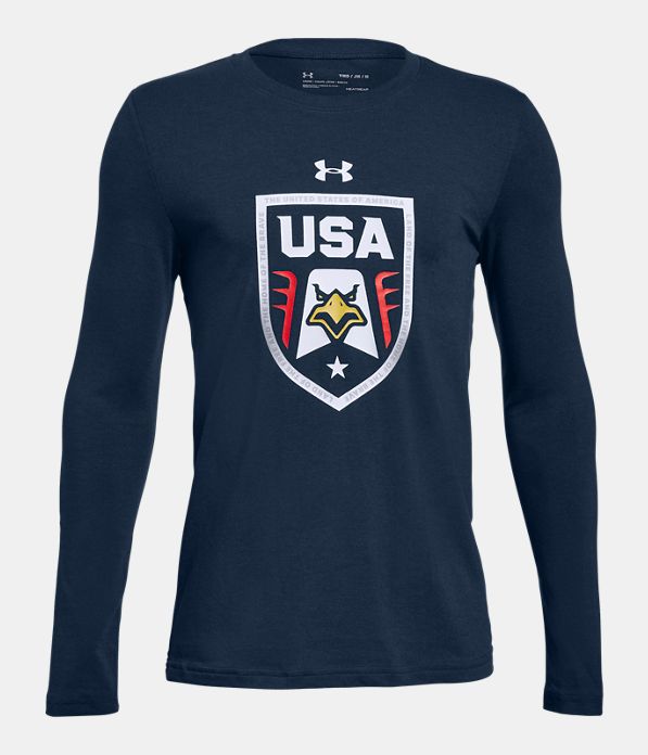Boys' UA Stars & Stripes Eagle Long Sleeve T-Shirt , Academy,