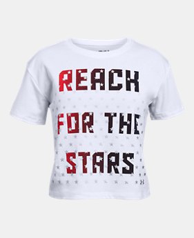 Girls' UA USA Reach Stars T-Shirt 1 Color Available $19.99