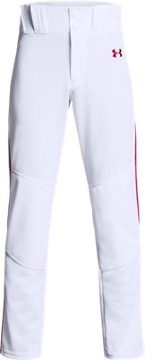 under armour white baseball pants with red piping