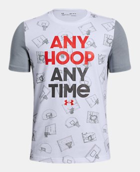 New Arrival Boys' UA Any Hoop Any Time Short Sleeve T-Shirt FREE U.S. SHIPPING 1 Color Available $25