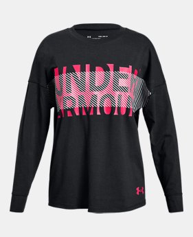 New Arrival Girls' UA Overlay Branded Long Sleeve T-Shirt 1 Color Available $30