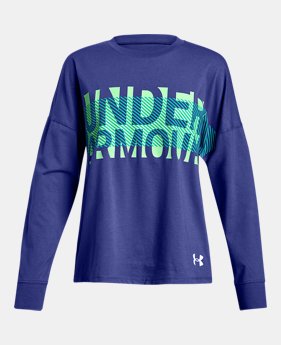 Girls' UA Overlay Branded Long Sleeve T-Shirt 2 Colors Available $30