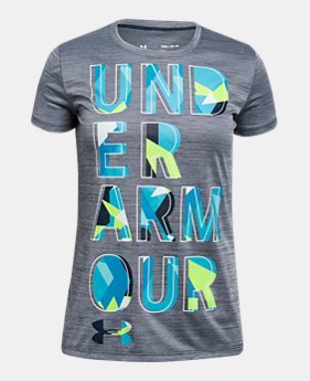 New Arrival Girls' UA Hybrid 2.0 Big Logo T-Shirt FREE U.S. SHIPPING 1 Color Available $20