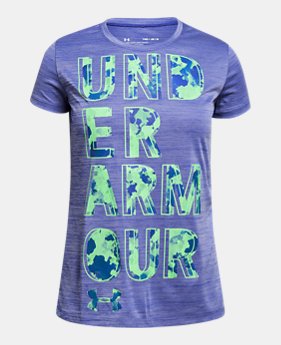 Girls' UA Hybrid 2.0 Big Logo T-Shirt 1 Color Available $20