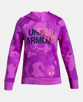 Girls' UA Rival Fleece Wordmark Hoodie 4 Colors Available $45