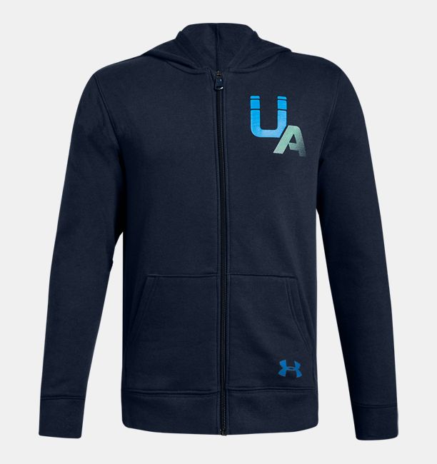 Boys' UA Rival Logo Full Zip, Academy, , Academy, Click to view full size